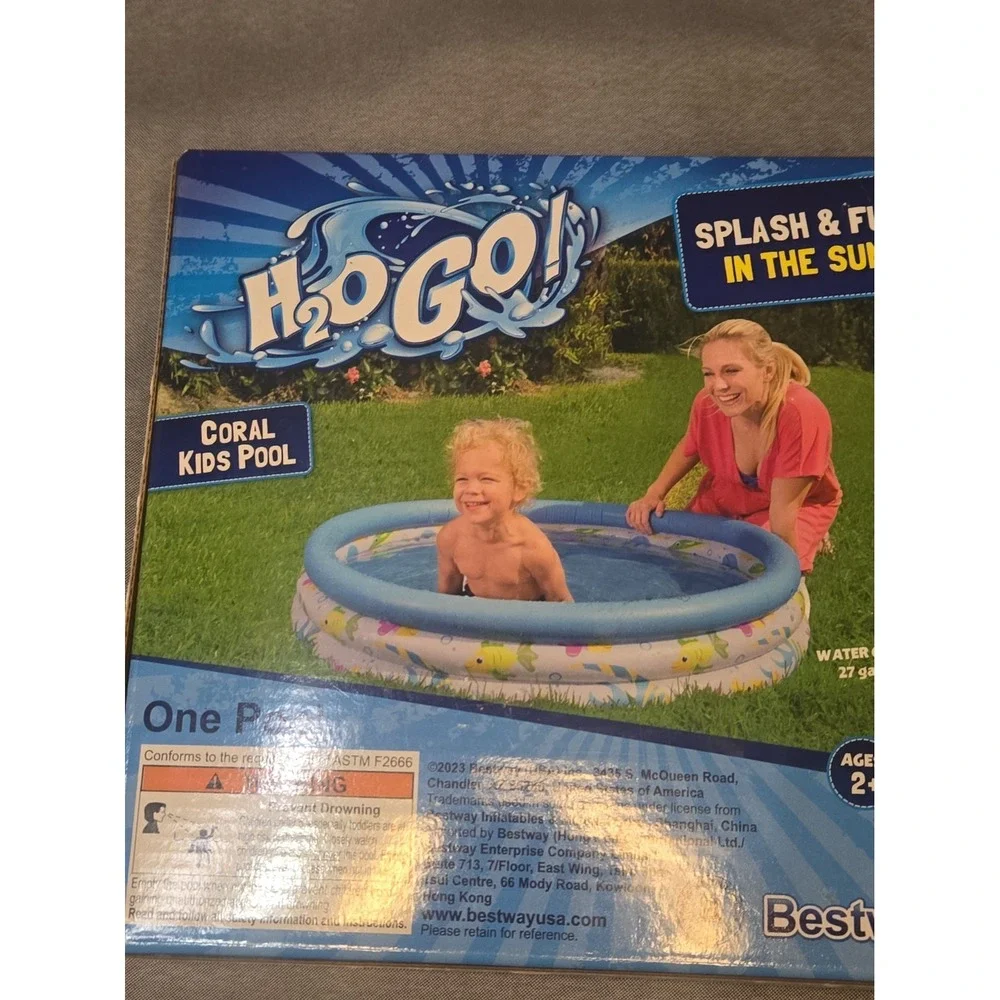 Bestway H2OGO Coral Kids Inflatable Pool 40in Round Splash Play Ages 2+ NEW